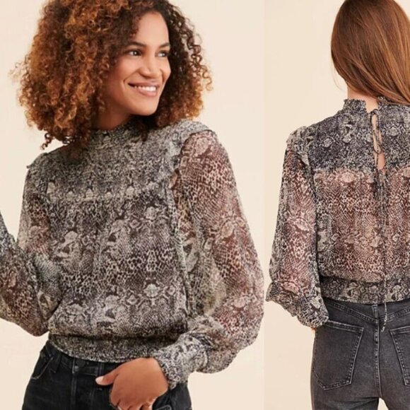 Free People Roma Gypsy black and gray top 30644 - Picture 2 of 8